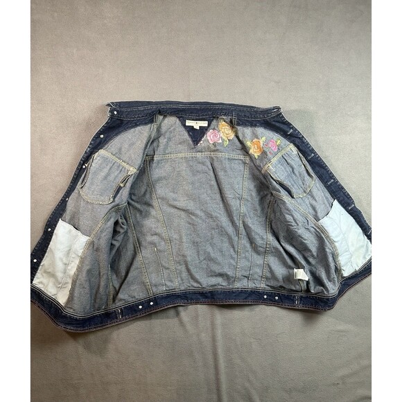 TOMMY HILFIGER Floral Embroidery DENIM Trucker Jacket Women 3X - Picture 4 of 8